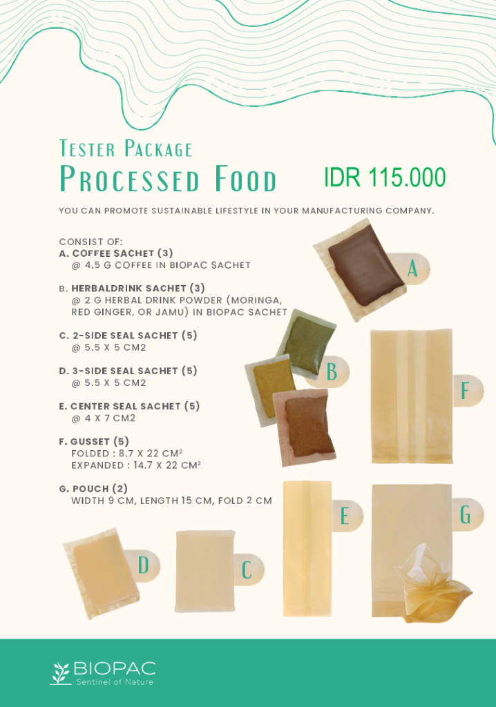 Tester package for processed foods Biopac