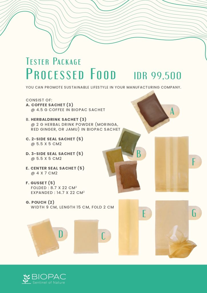 Tester package for processed foods Biopac